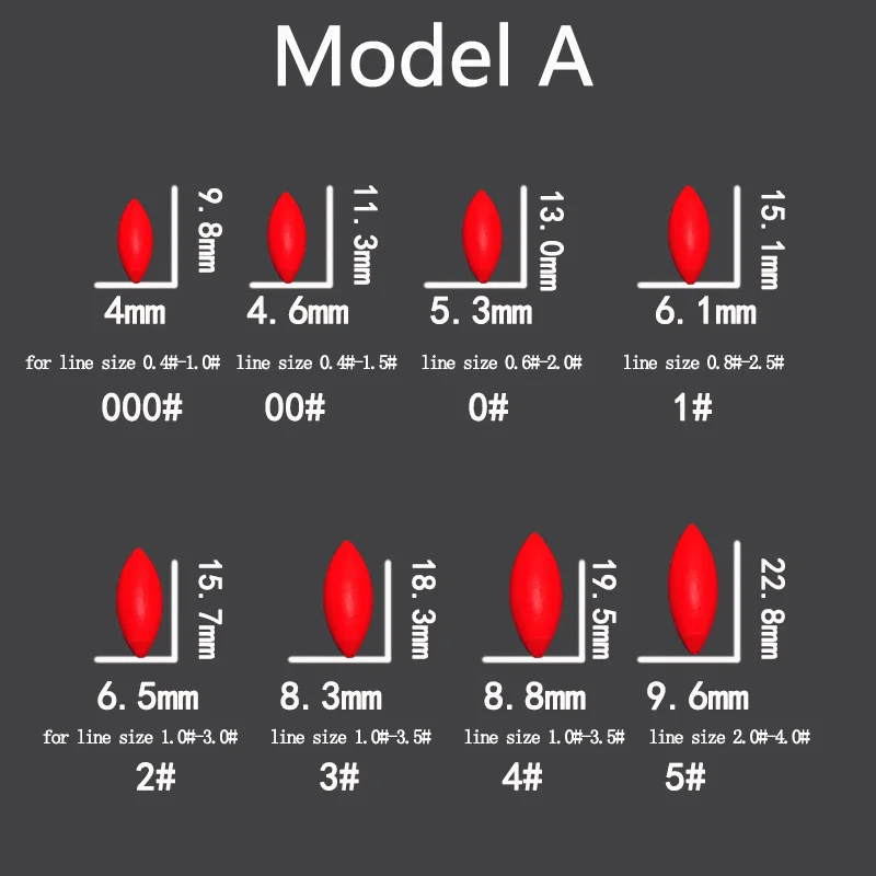 60packs/ 40 packs / lot Red Seven Star Float Night Fishing Float 6pcs/pack Oval Float Fishing Tackle Accessory B506