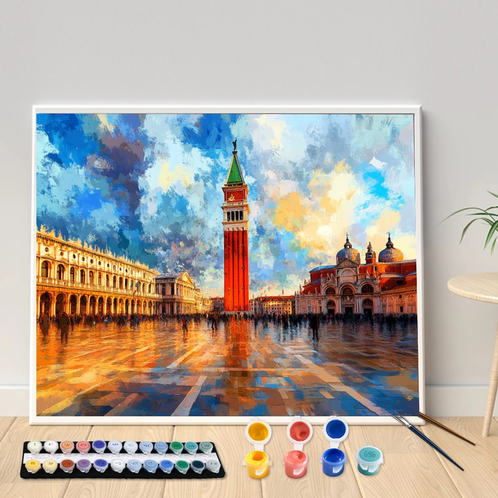 Digital Acrylic Painting Kit DIY bustling square Hand Art Canvas Hand Painted Home Decor Personalized Surprise Gift