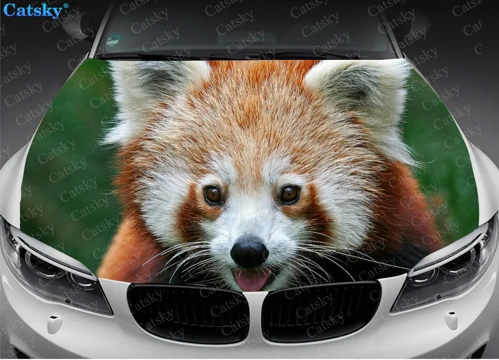 red panda animal car decal graphic vinyl decal cover graphic wrap engine custom DIY design hood retrofit decal sticker