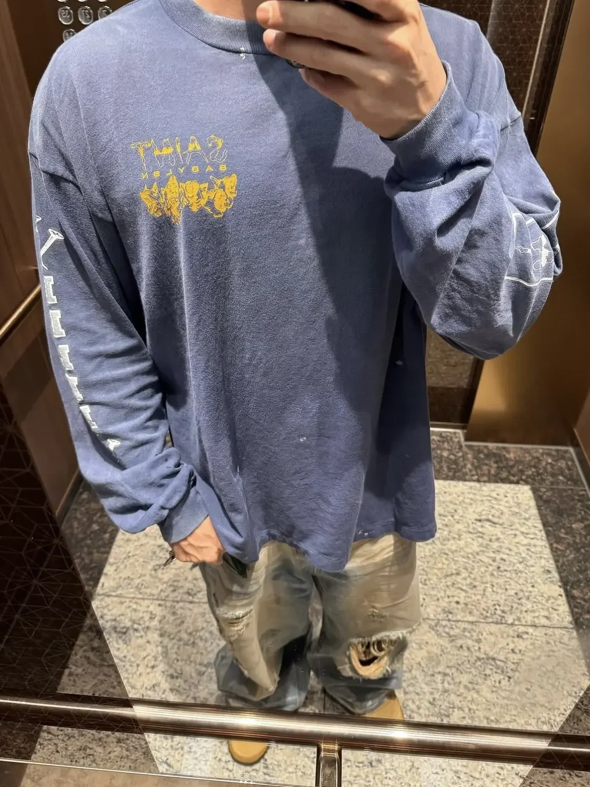 

Saint Mx6 Babylon blue three nails washed vintage tee