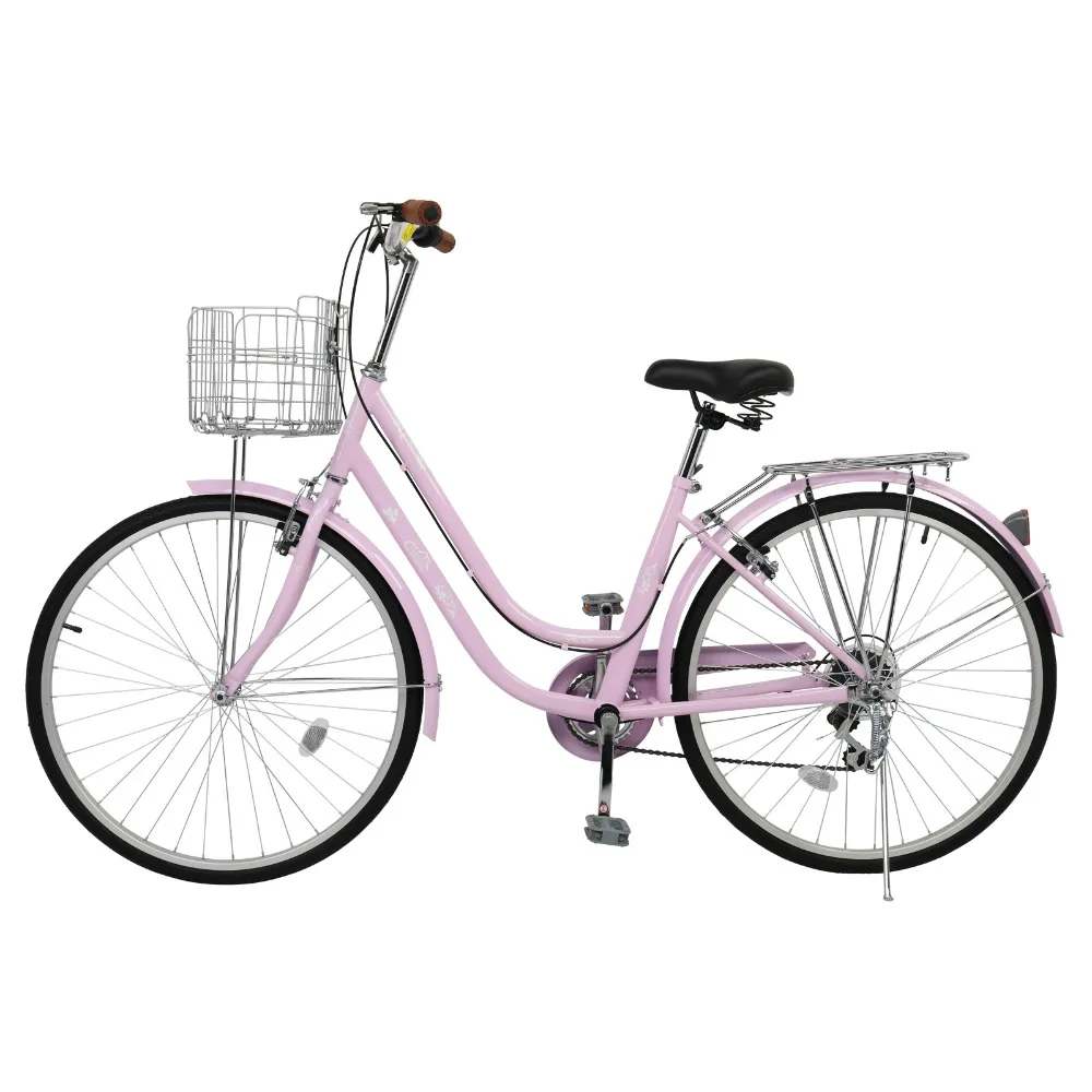 

26in 150kg High Carbon Steel V Brake 7 Speed Commuter Bike Pink Here we introduce our 26in 150kg 7 Speed Bicycle