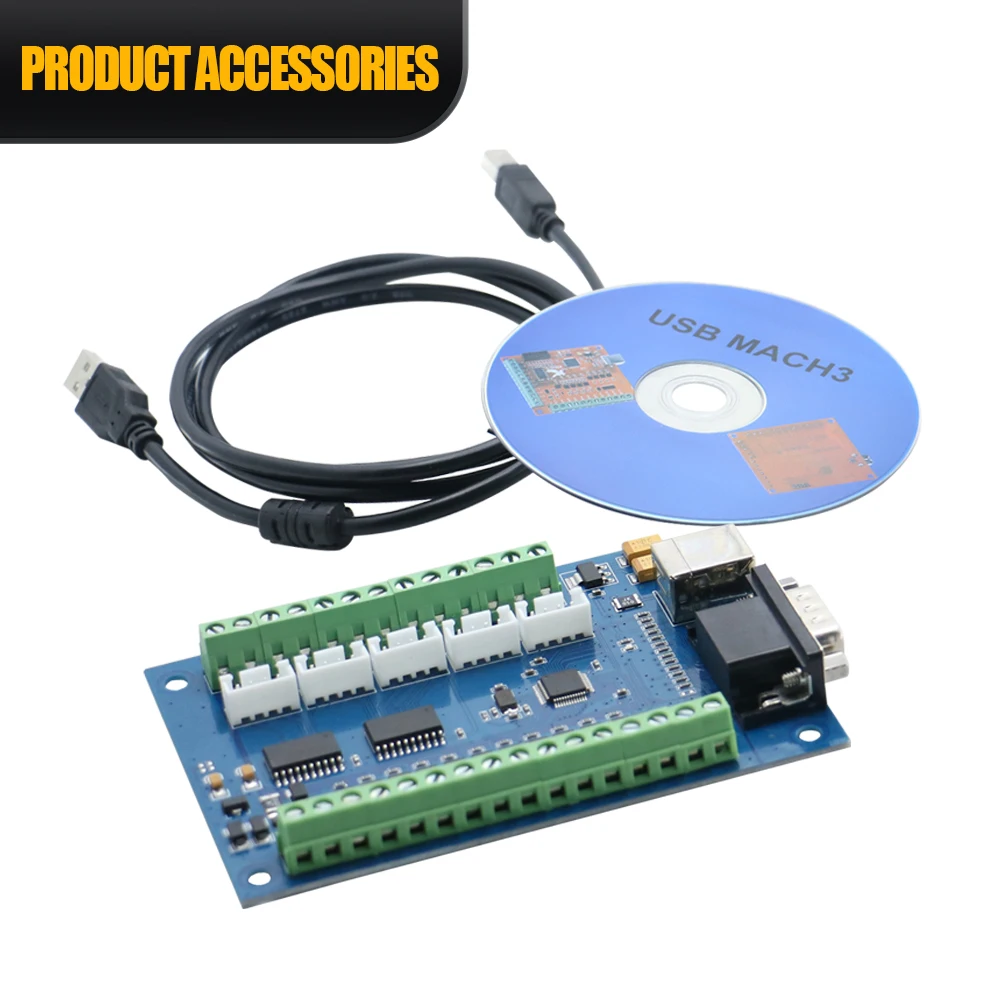 Breakout board CNC USB MACH3 5AXIS Controller Card Support Stepper and Servo Motor 100Khz With USB Cable MPG Interface