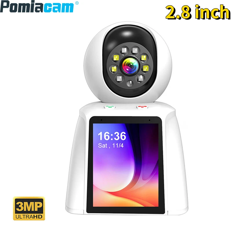 Smart Video Call Camera 2.8inch Wifi 3MP HD Two-way Video Call Infrared Night Vision Motion Detection Alarm Push Voice Wake-up