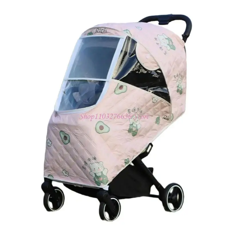 R6FD Baby Pushchair Cover Baby Pram Rain Cover Breathable Windproof Cover Universal Dustproof