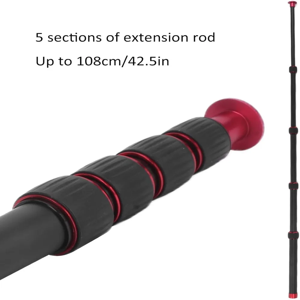 Aluminum Alloy Camera Monopod 33.5-108cm 13.2-42.5in Extension Pole 5 Section Durable Tripod Extension Rod For Camcorder