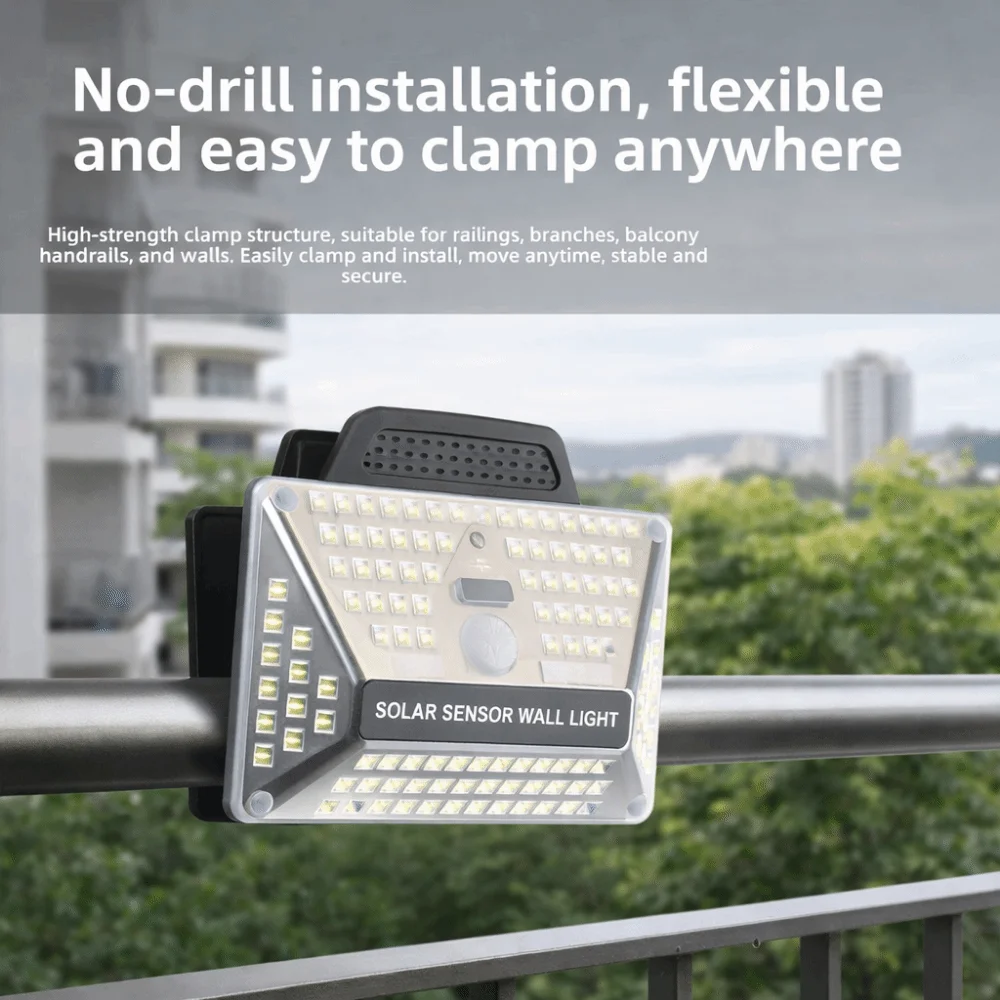 Waterproof Solar Motion Sensor Light Remote Control Clip on Solar Wall Lamp USB Charging High Bright Solar Clip Light