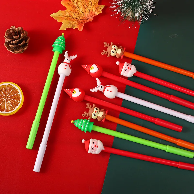 50Pcs/Lot Christmas Cute Cartoon Santa Snowmen Elk 0.5mm Black Ink Gel Pens Christmas Tree Pen School Office Stationery Gifts