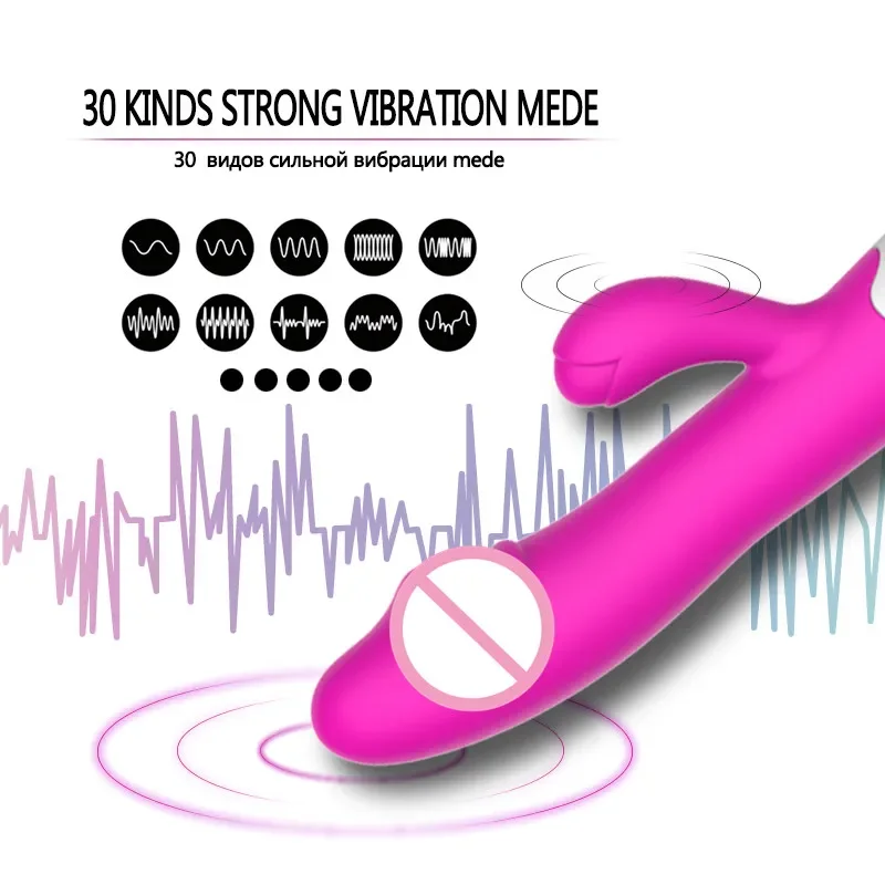 USB 30 Speeds Rabbit Vibrator for Women Vagina Dildo Vibrators Female G spot Clit Stimulator Erotic Sex Toy  For Adult Women