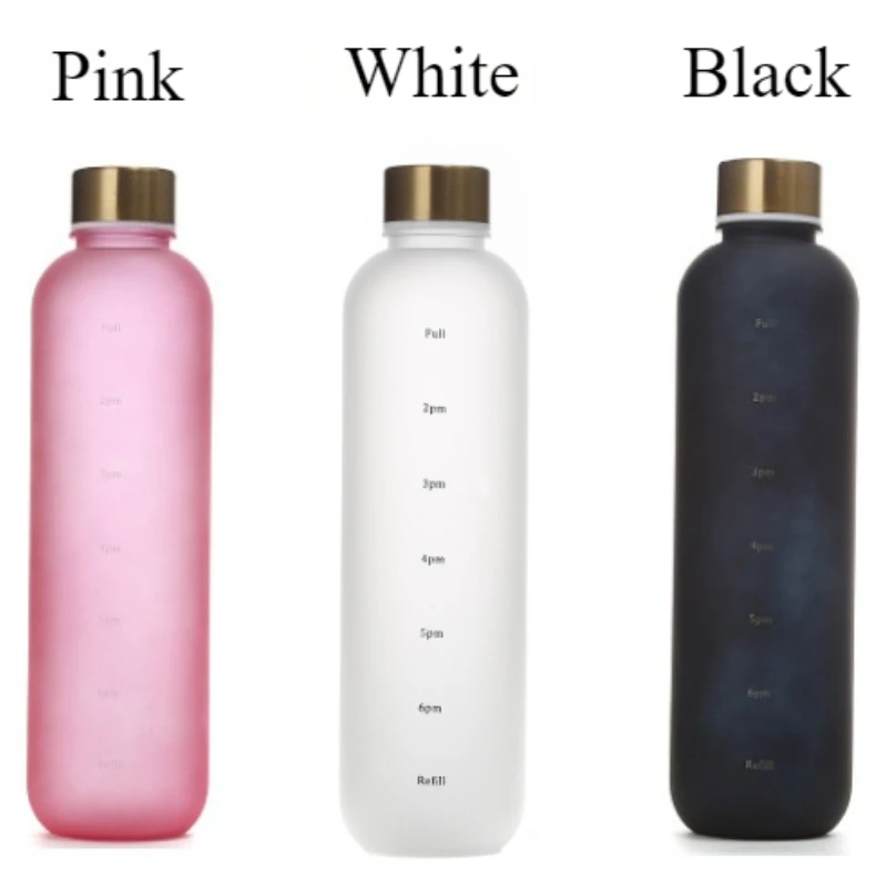 1L Large Capacity Non-breakable Plastic Sports Cups Space High Temperature Resistant Gradient Bicycle Water Bottle with Scale