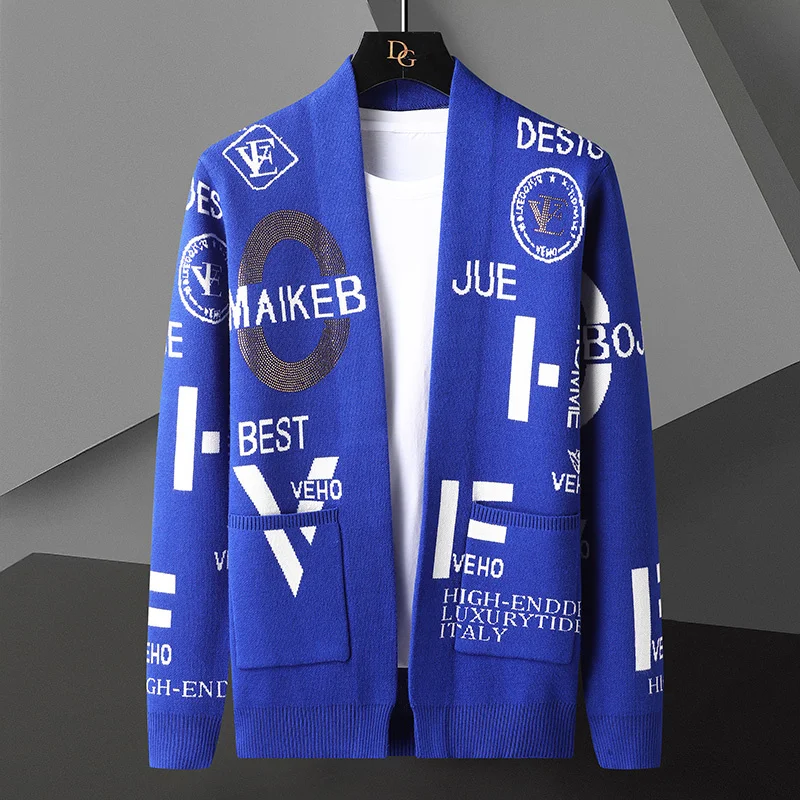 

Winter New Fall Luxury Cashmere Cardigan Men Korean Slim Fit Men's Sweaters Keep Warm Wool Mens Cardigans Trendy Male Jacket