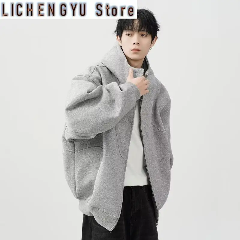 

Американский тяжелый кардиган емкостью 480 г можно носить дважды. Свободный кардиган с капюшоном в гонконгском стиле, куртка для пар, мужское пальто