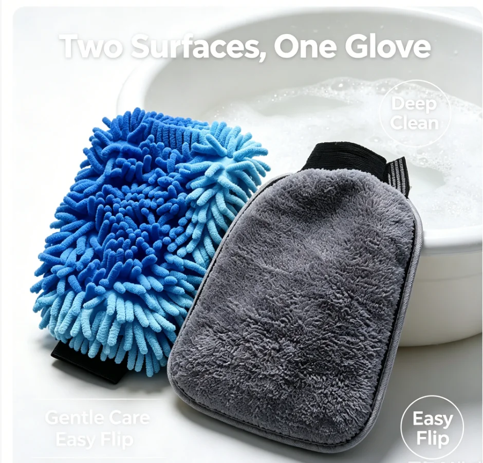 

Motorclyle Car Washing Gloves Do Not Damage The Paint Surface Waterproof Chenille Coral Fleece Car Cleaning Cloth