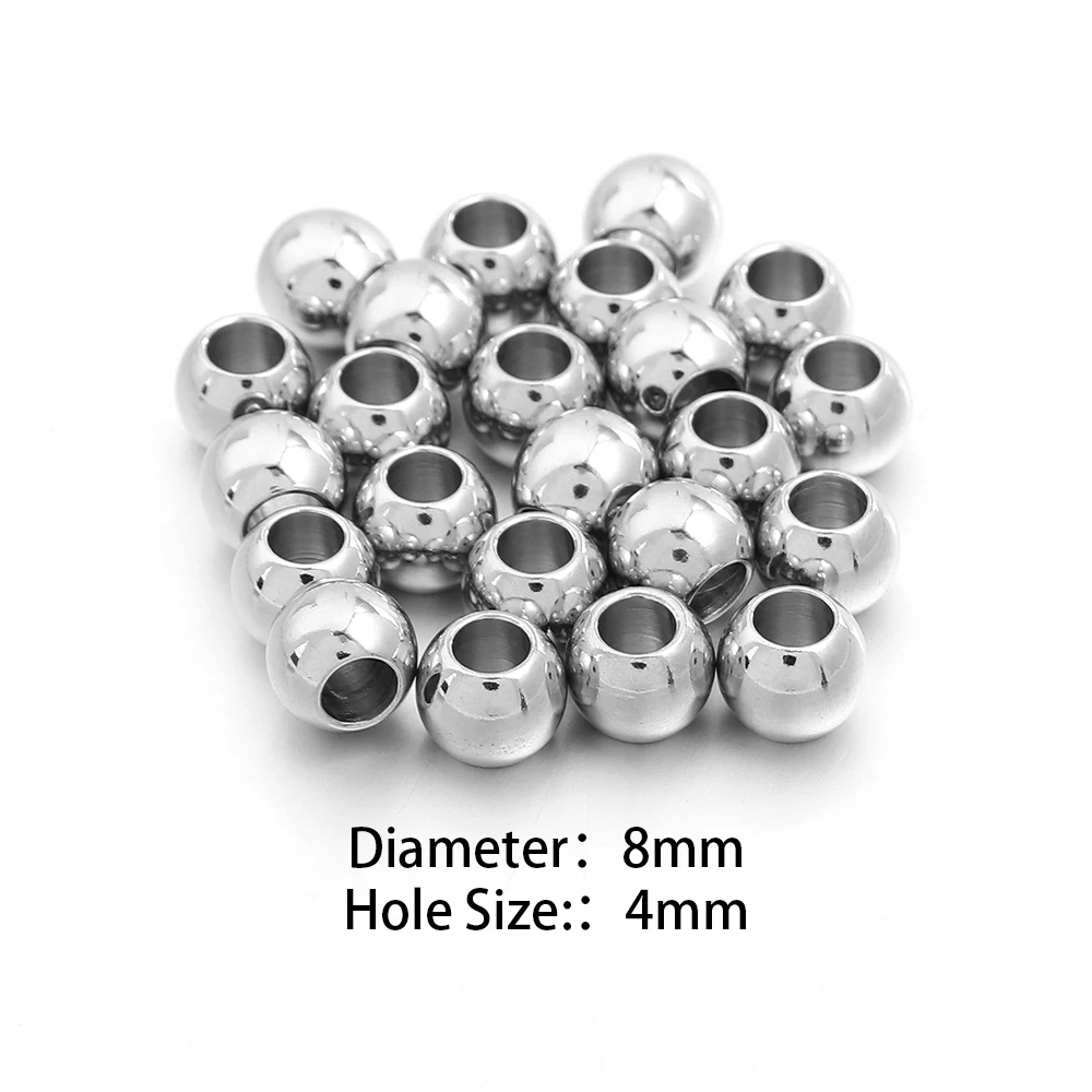 10-100 Stück hochwertige Edelstahlperlen für die Schmuckherstellung, lose Abstandshalter-Rundperlen, DIY-Armband, Halskette, Großhandel, 2-10 mm – Detail 18