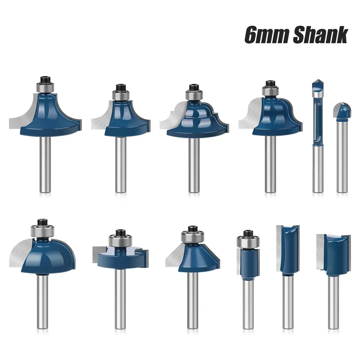 

6mm Shank Router Bits Set Trimming Straight Round Corner Cove Box Chamfer Bits Milling Cutter Carbide Woodworking Tools
