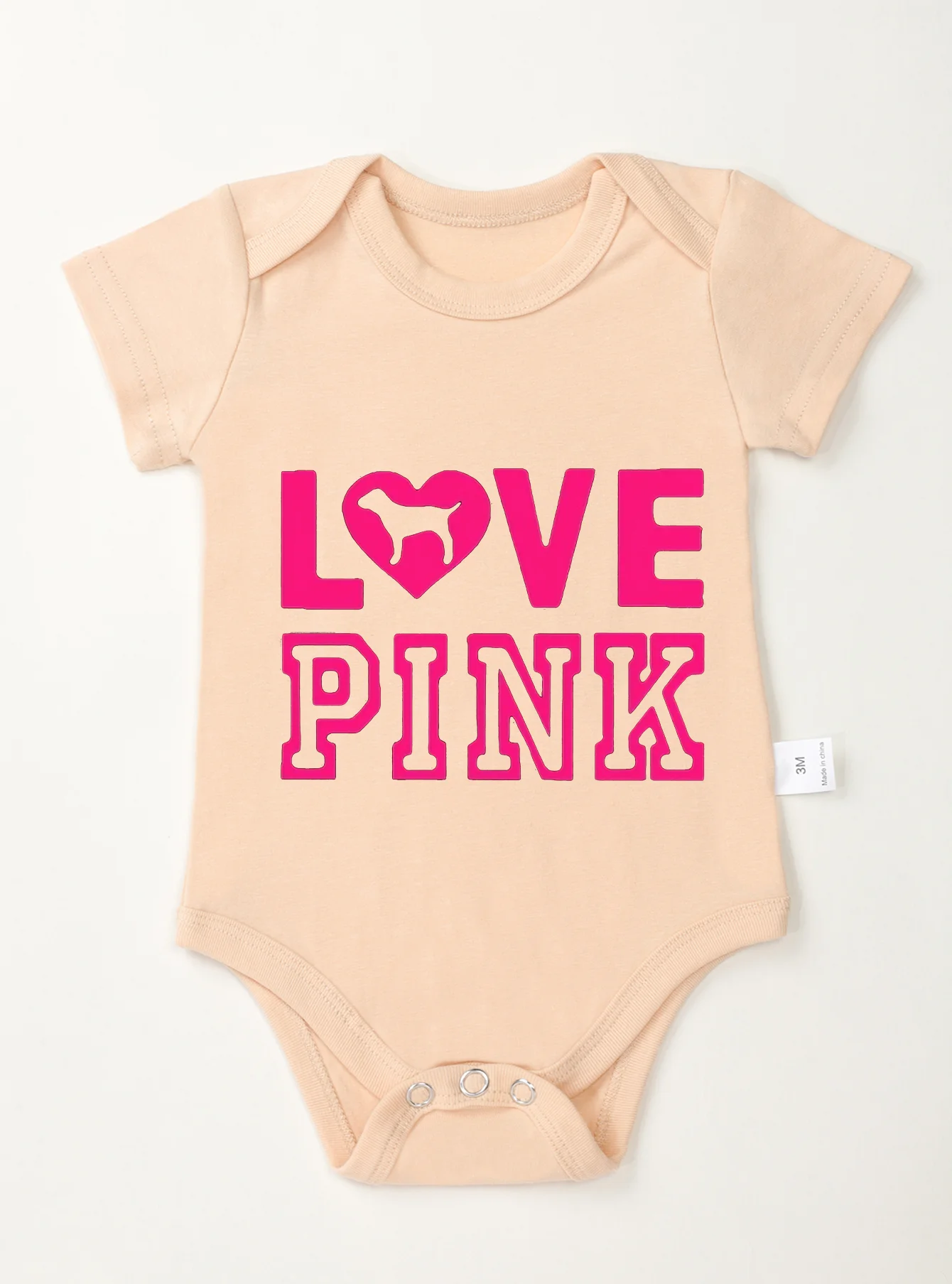 Baby Girl Boy Infant Toddler Trendy Fashion Love Pink Printing Bodysuit Newborn Clothes Rompers Jumpsuit High Quality