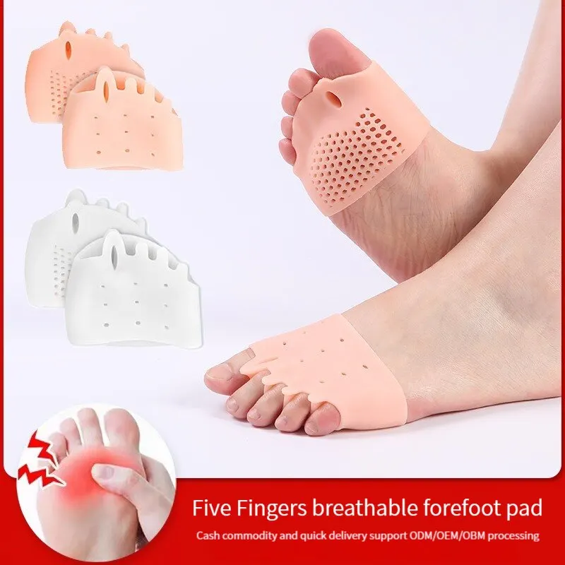 2 uds almohadillas de silicona para el antepié plantillas de Gel almohadillas separador de dedos almohadilla alivio del dolor plantillas dedo del pie Corrector Valgus almohadillas de Gel