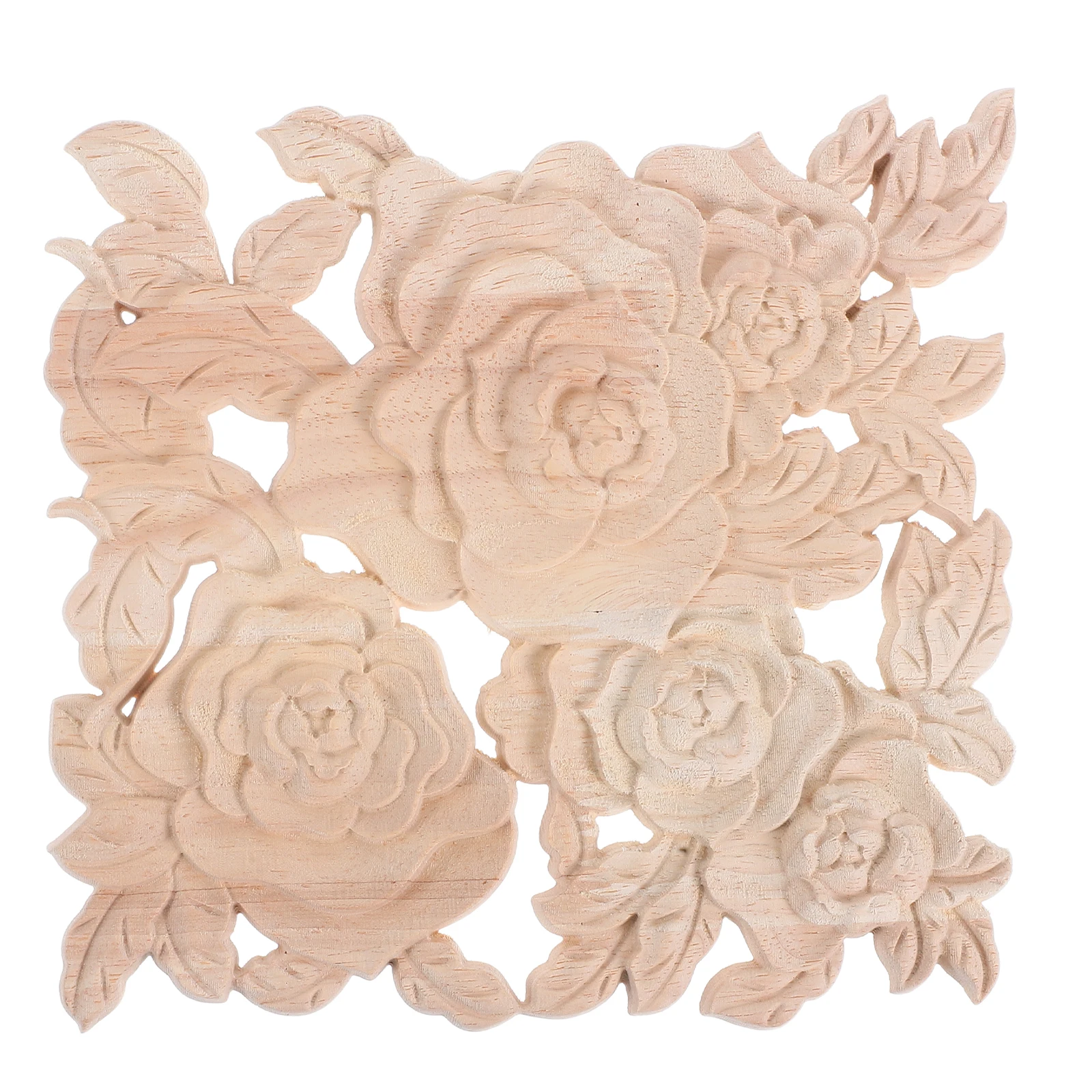 

Square Appliques Onlays Unpainted Solid Wood Handmade Carved Flower Panels For Door Cabinet Furniture Refurbish Weather