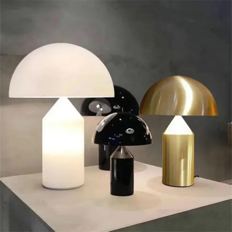 Oluce Atollo Lamp Black White Gold Creative Mushroom Metal for Bedroom Study Living Room Decoration  Bed Side