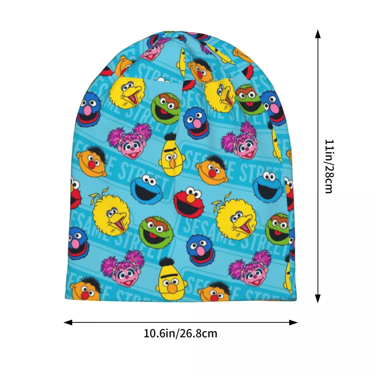 Sesame Street Cartoon Bonnet Hat Goth Outdoor Cookie Monster Skullies Beanies Hats Unisex Warm Head Wrap Caps