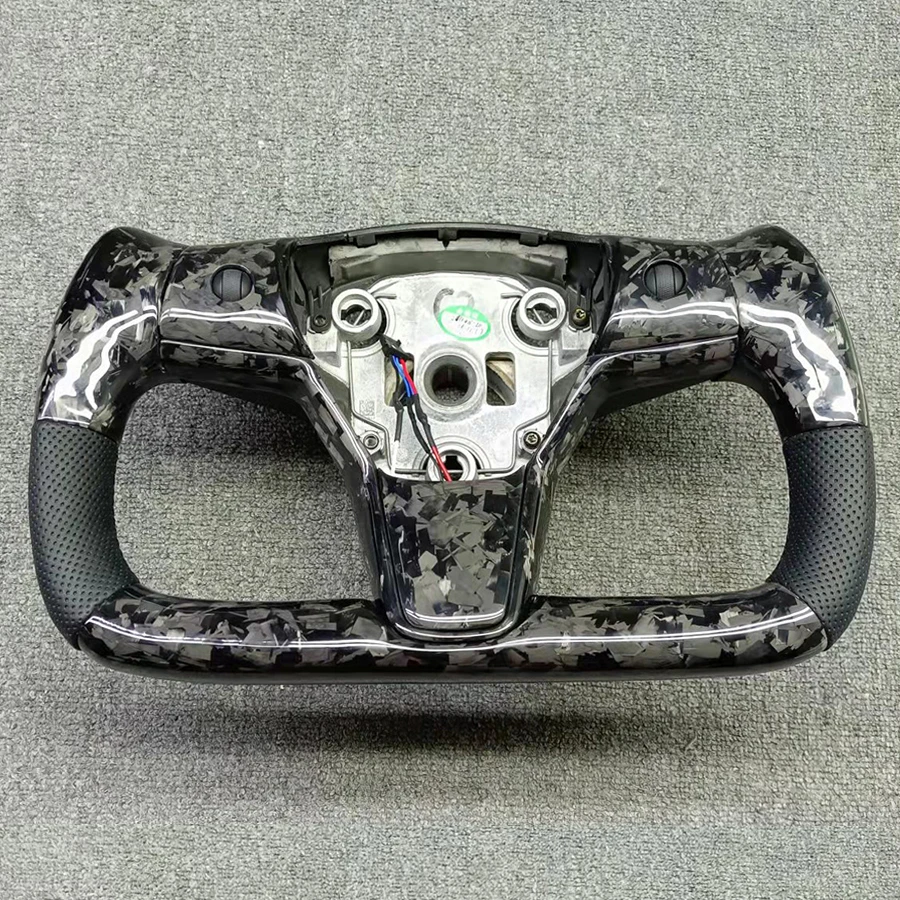 

For Telsa Model 3 Model Y 2016 2017 2018 2019 2021 2022 Customized Heating Option Glossy Forged Carbon Yoke Steering Wheel