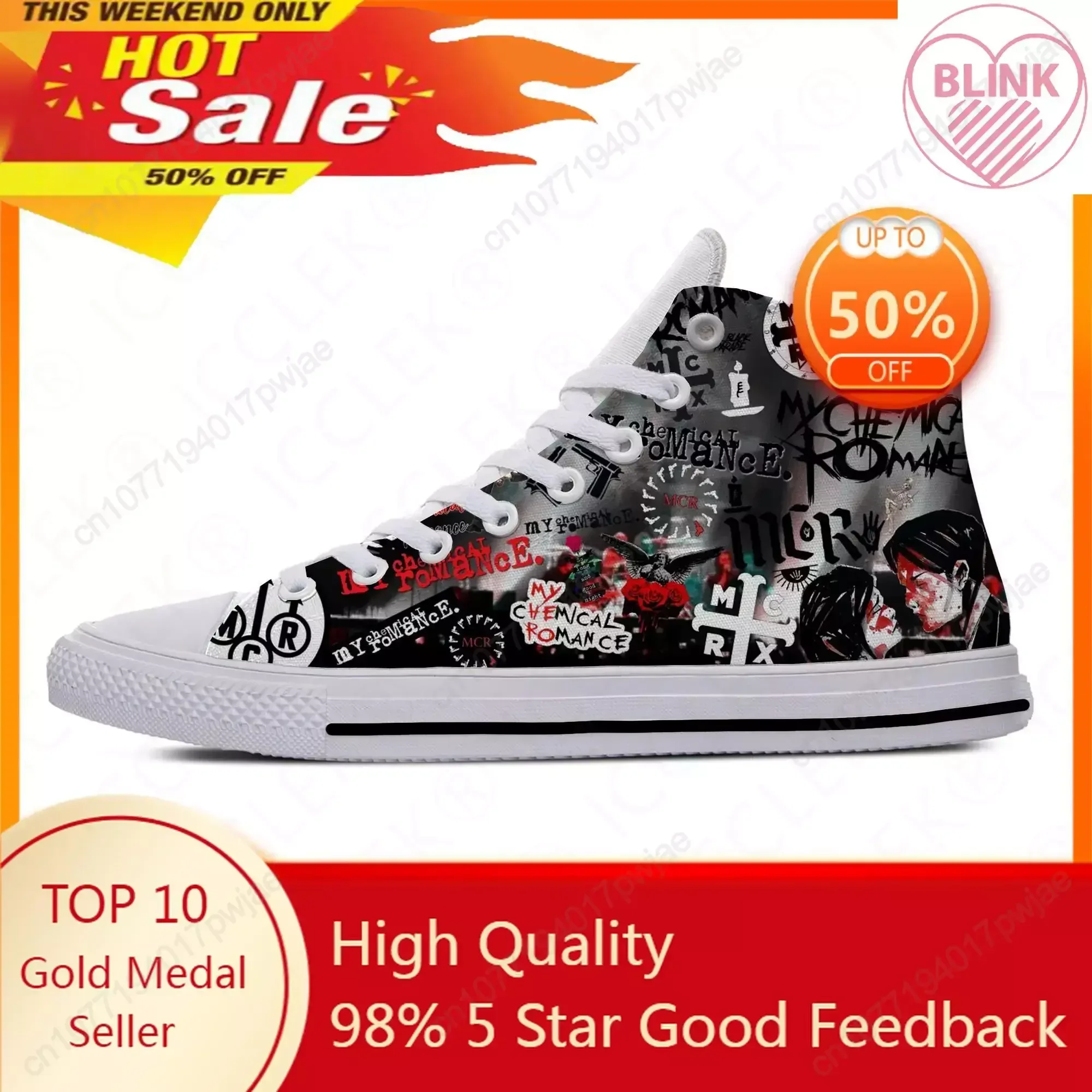 

Hot Summer My Chemical Romance MCR Rock Band Funny Casual Shoes High Top Lightweight Men Women Sneakers Breathable Board Shoe