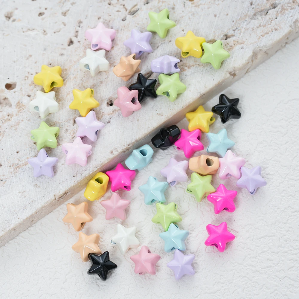 10pcs/lot Solid Cute Star Beads For Jewelry Making Earrings Bracelet Pet Necklace Beadable Pen Kids Hairpin Handmade Accessories