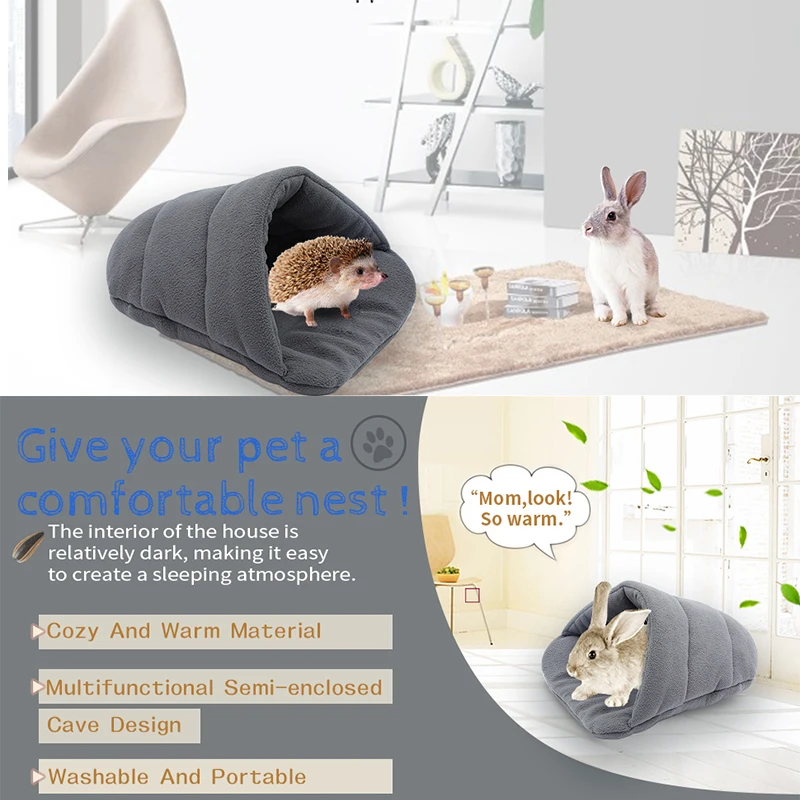 Meerschweinchen-Warmbett, Kaninchenhaus, Hamster-Schlafsack, Kleintier-Zubehör, Höhlennest, Weiche Fleece-Hausschuhe, Bett für Meerschweinchen, Meerschweinchen-Accessoires – Detail 19