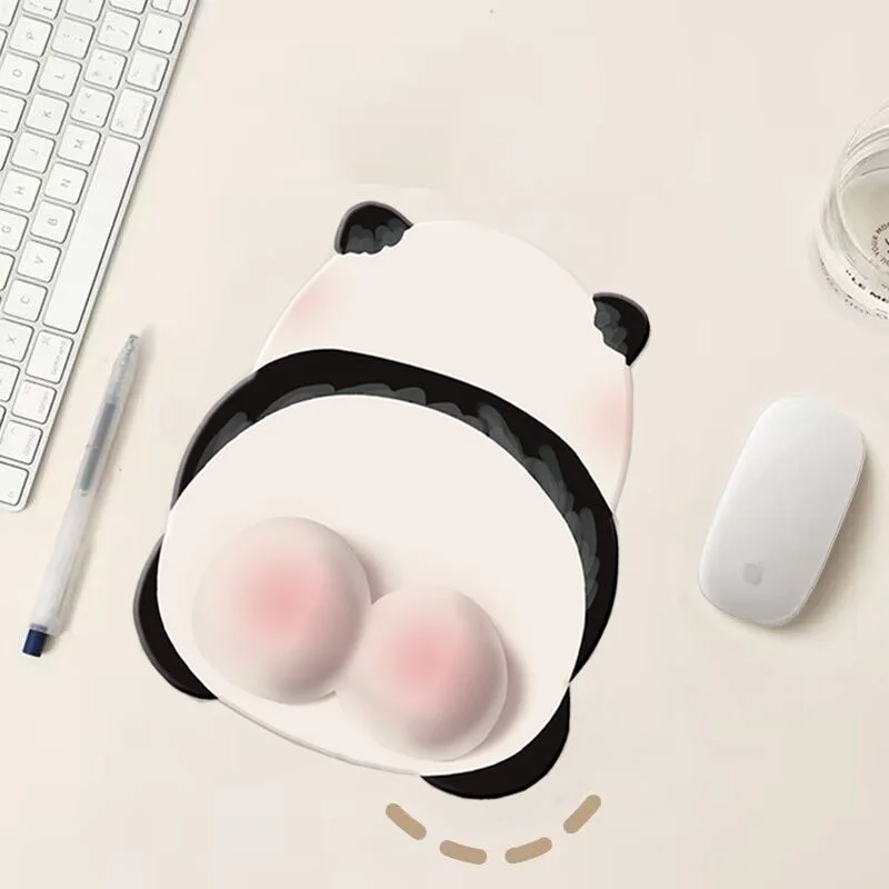 Rubber Cute Panda Butt Mouse Pad with Wrist Rest, 3D Ergonomic Desk Mat for Office & Gaming