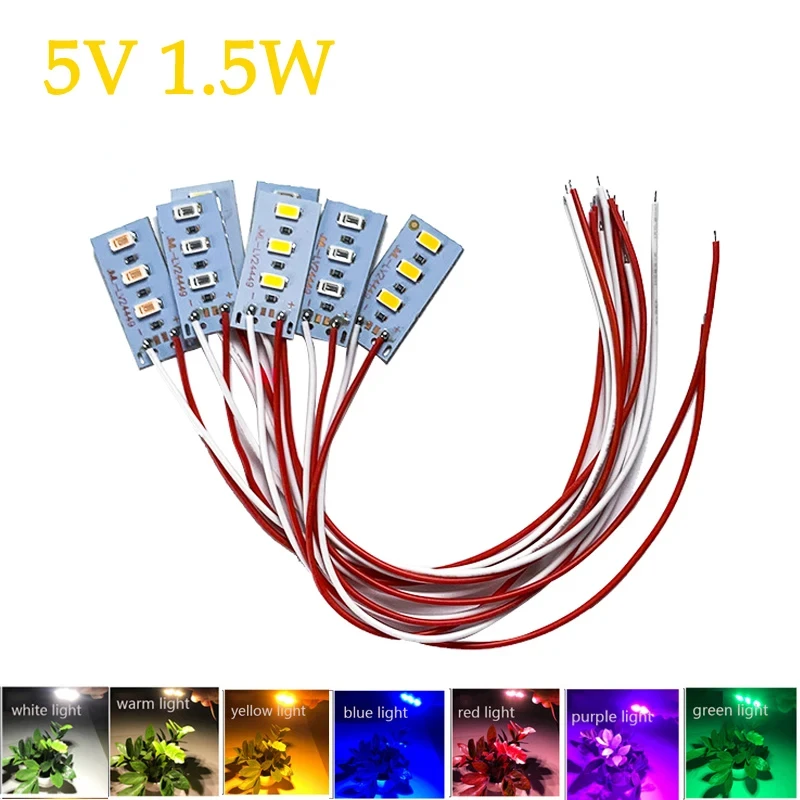 10 buah 1.5W LED 5V kecerahan tinggi 5730 SMD lampu warna manik bola lampu papan dengan garis merah kuning hijau biru cahaya putih hangat