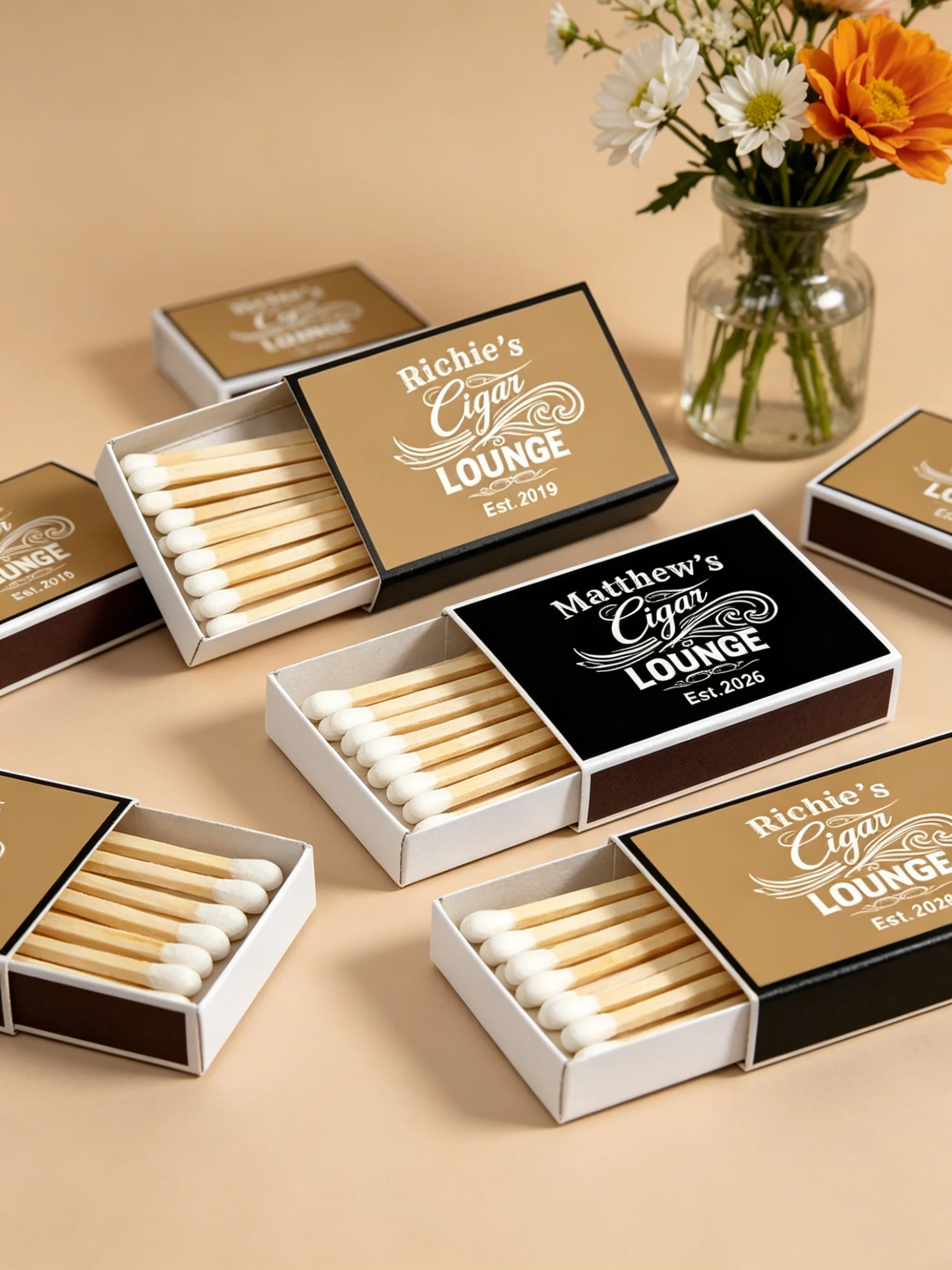 

Cigar Lounge Personalized Matchboxes Bulk Custom Party Favors Decorative Matches