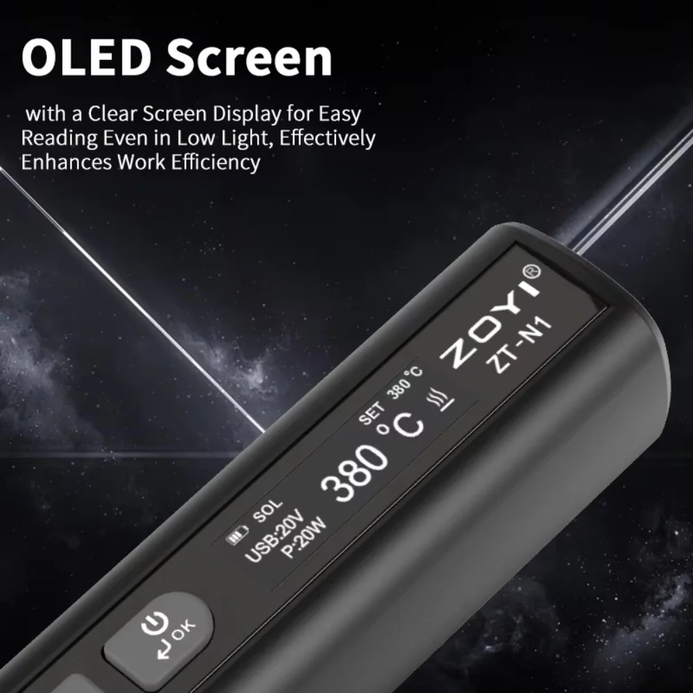 High Power Welding Tool for Repair ZT-N1 96W Smart Soldering Iron Constant Temperature Welding Pen Electrician Portable