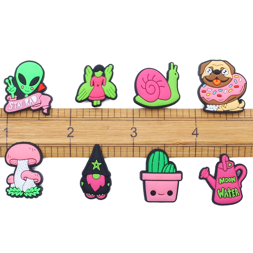 Single Sale 1pcs PINK FRESH PVC Garden Shoes Accessories Children Shoe Decorations Fit Wristband shoe Charm Party Present image 4