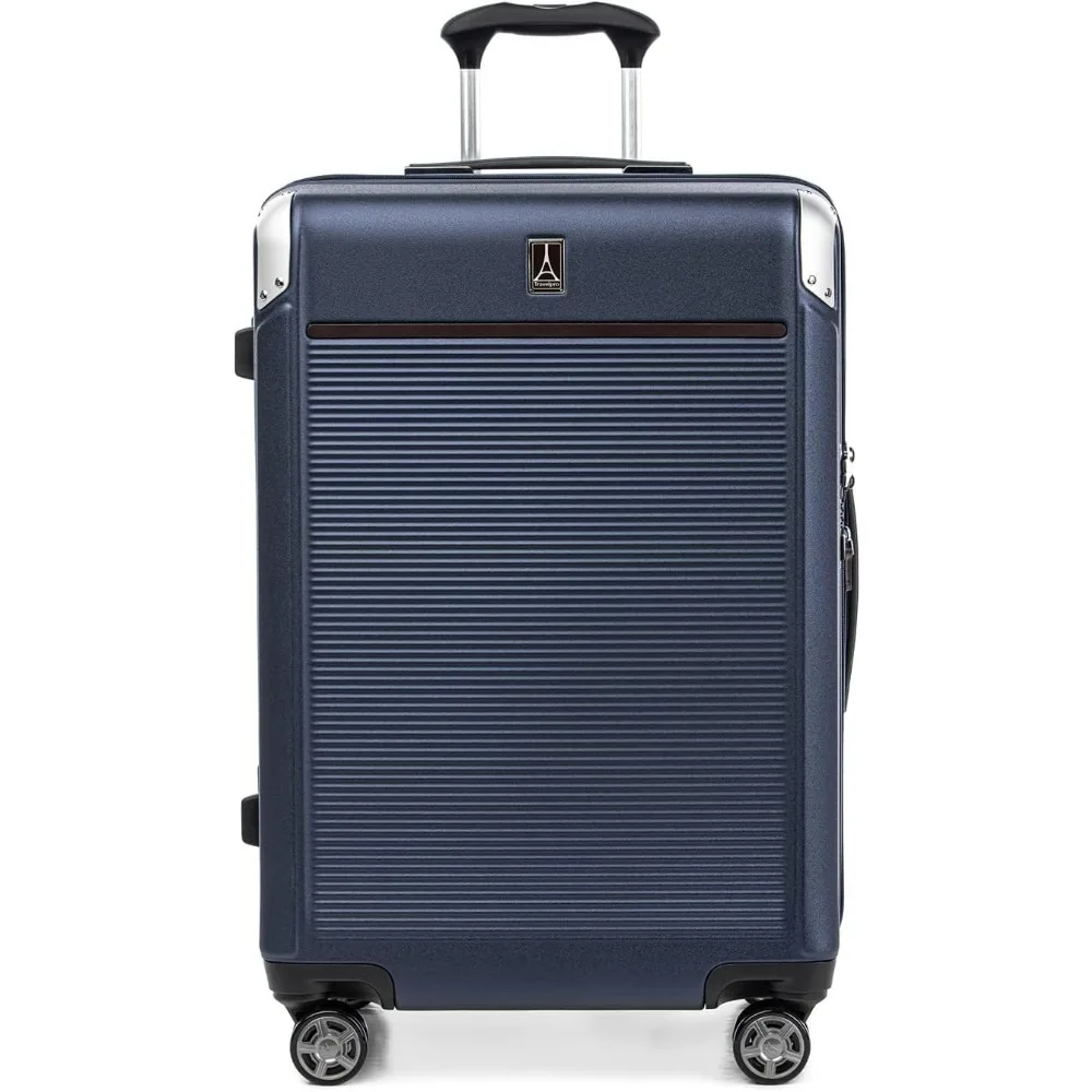 

Expandable Checked Luggage, 8 Wheel Spinner, TSA Lock, Hard Shell Polycarbonate Suitcase, True Navy Blue, Checked Medium 25-Inch