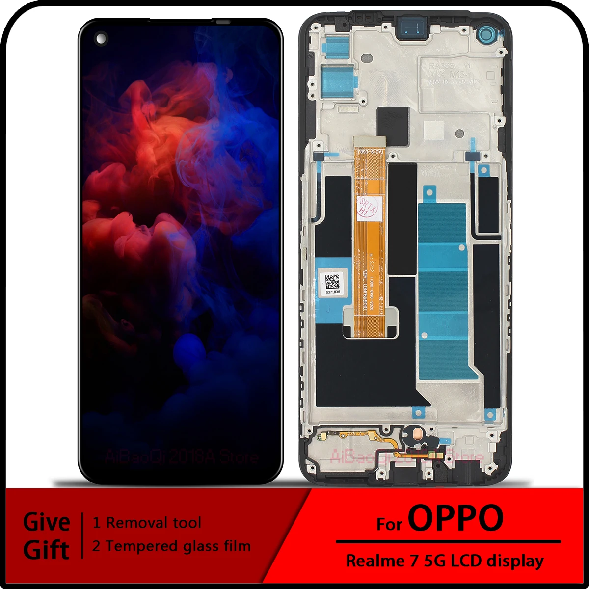 

For OPPO Narzo 30 Pro 5G/V5 5G LCD Display Screen Touch Digitizer Assembly For Realme 7 5G RMX2111 With Frame Replace