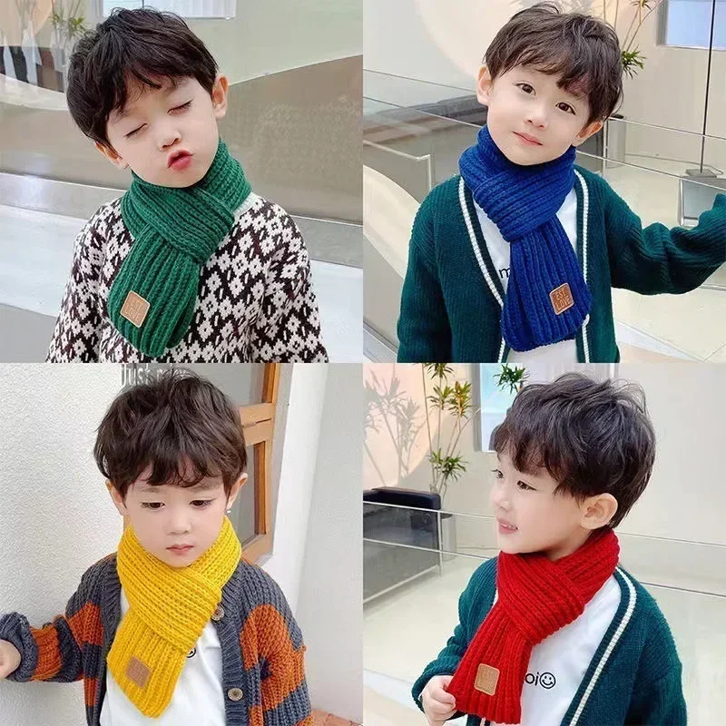 NEW Winter Knitted Scarf for Kids Boys Girls Fashion Warm Scarf Children Neck Warmer Wrap Soft Baby Shawls Winter Baby Clothing