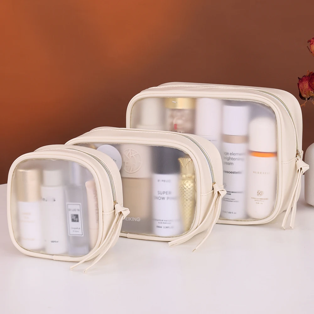 قطعة واحدة من حقيبة مكياج شبه شفافة متعددة الوظائف، حقيبة تخزين مستحضرات التجميل، حقيبة أدوات الزينة للسفر التجارية، ريبا مكياج ذات سعة كبيرة #5