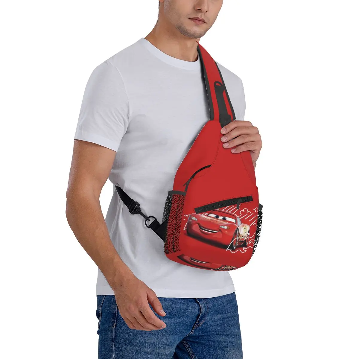 Custom Lighting McQueen Shoulder Crossbody Chest Backpack For Cycling Shoulder Chest Bags Sling Bag Cars Shoulder Backpack