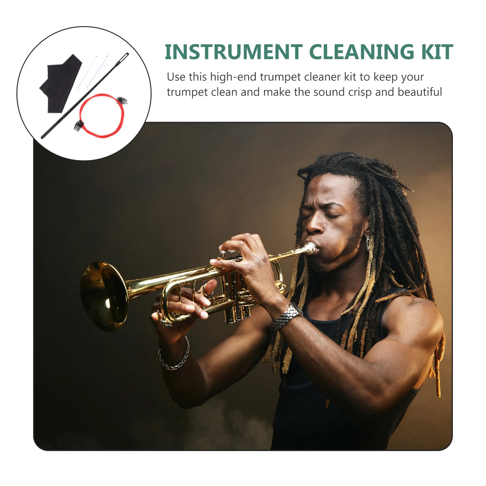 

1Set Trumpet Cleaning Kit Safe Materials Durable Non-Scratch Cornet Cleaning Tools for Musical Instruments Instrument Clean Tool