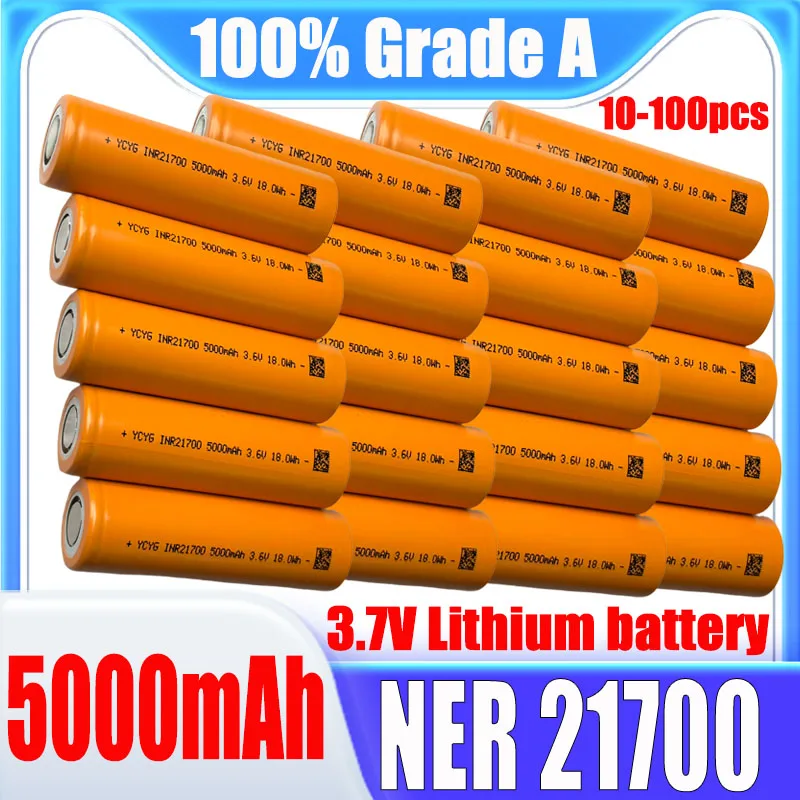 

New A-class 3.7V 5000mAh high-capacity 21700 lithium-ion battery 10C high discharge electric tool power battery EU/US duty-free
