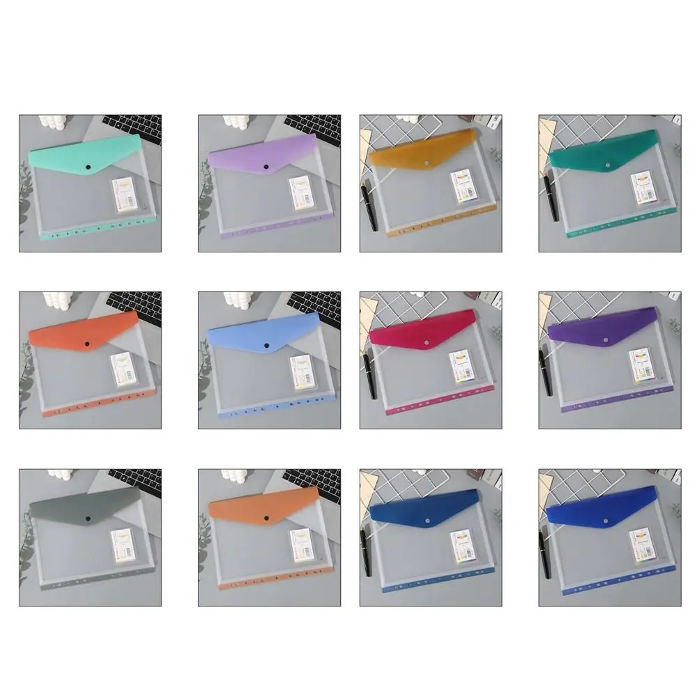 6 pcs Simple Design PP Binder Folders Clear 11 Holes Punched Pockets Loose Leaf Snap Closure Label Loose-Leaf School