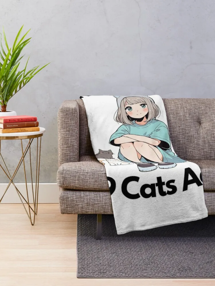 I Was Normal 9 Cats Ago Anime Design Throw Blanket Decorative Beds Thermals For Travel Soft Plush Plaid christmas gifts Blankets