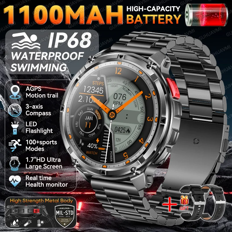 2026 Nieuwe T-Rex3 Ultra 1100mAh Batterij Smart Watch GPS-pad 5ATM Waterdicht Sport Run Wandelen Buiten Kompas Militaire Smartwatch