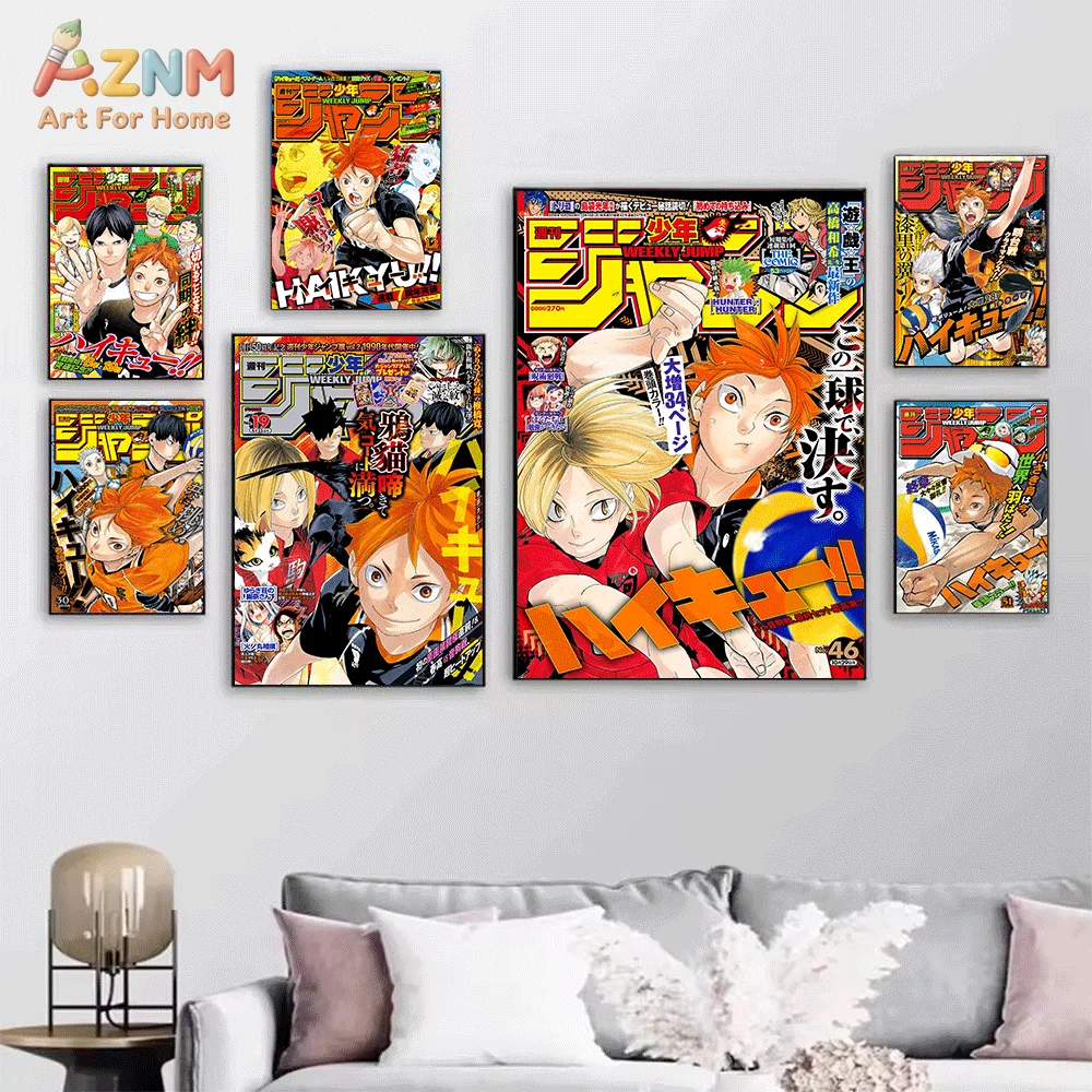 AZNM Haikyuu Hinata Shoyo Karasuno Volleyball Weekly Jump Next Magazine Canvas Wall Art Single Frameless Anime Print Poster Fo