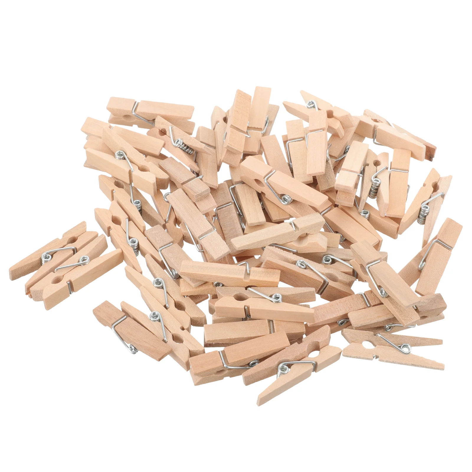 

100 Pcs Picture Hangers Clothes Pins Wooden Clothespin Spring Loaded Photo Craft Clip Paper Peg