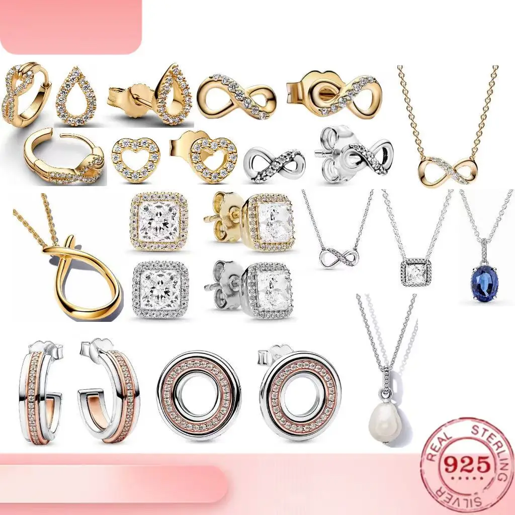 925% sterling silver heart block water droplet zircon necklace earrings for women's high-end jewelry wedding accessories gifts