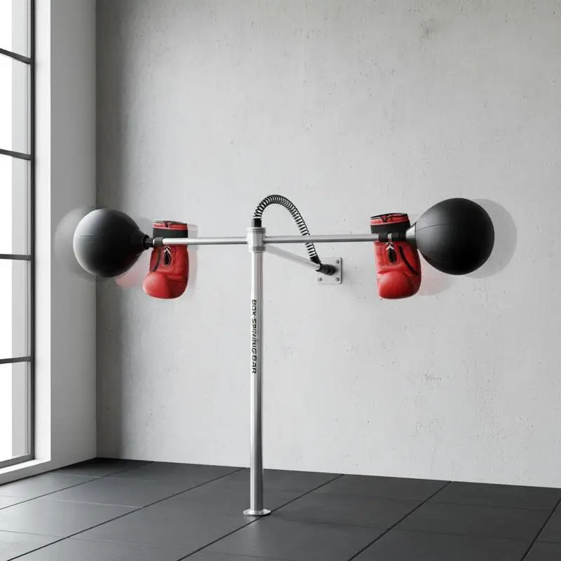 Barre de boxe murale rotative 70-80 cm, entraîneur de vitesse réglable, ballon de boxe avec gants pour fitness, maison, arts martiaux, MMA, kickboxing, acier, rouge-noir