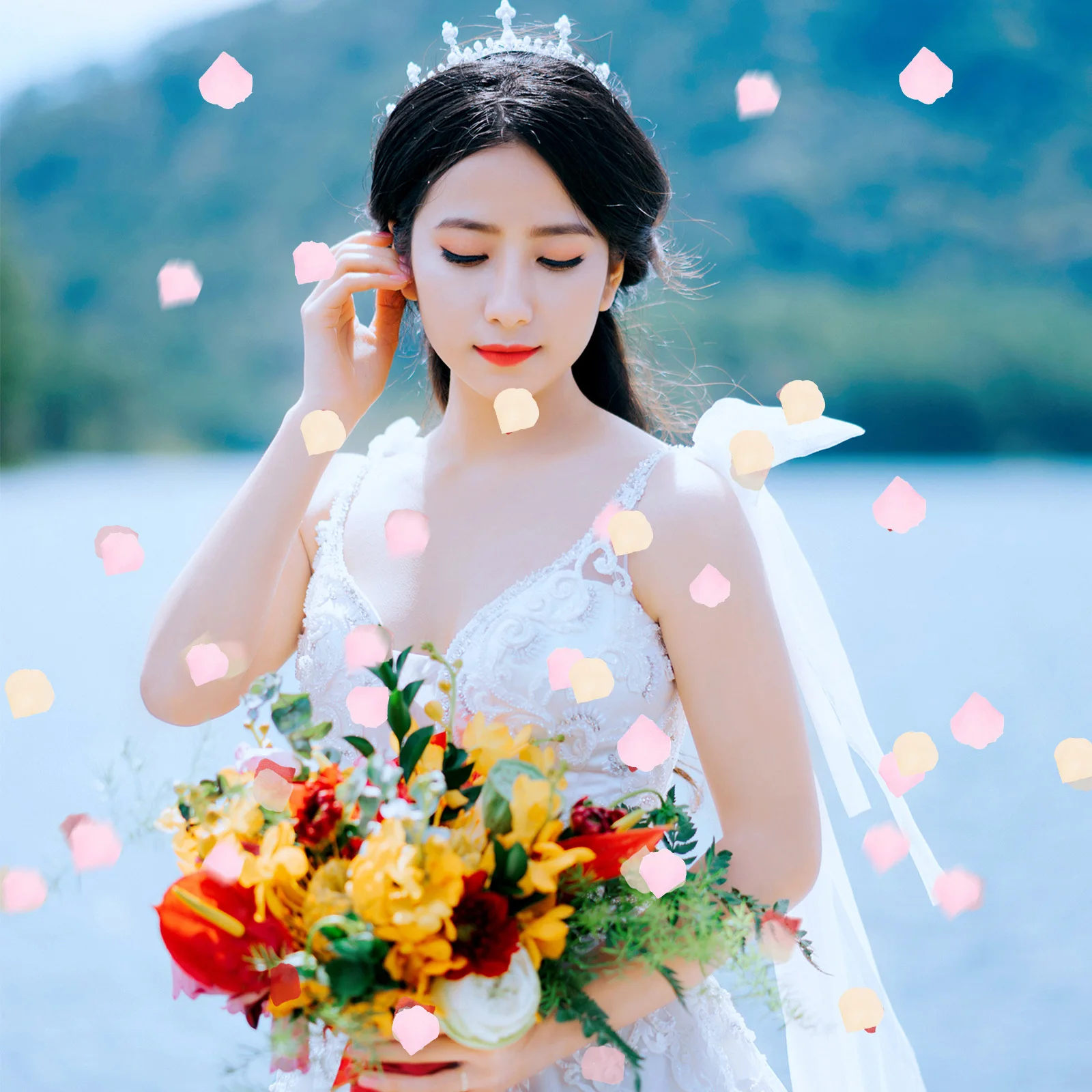 

3 Packs Artificial Rose Petals Nonwoven Flower Petals For Wedding Decor Romantic Night Table Scatter Aisle Vase Filler Party