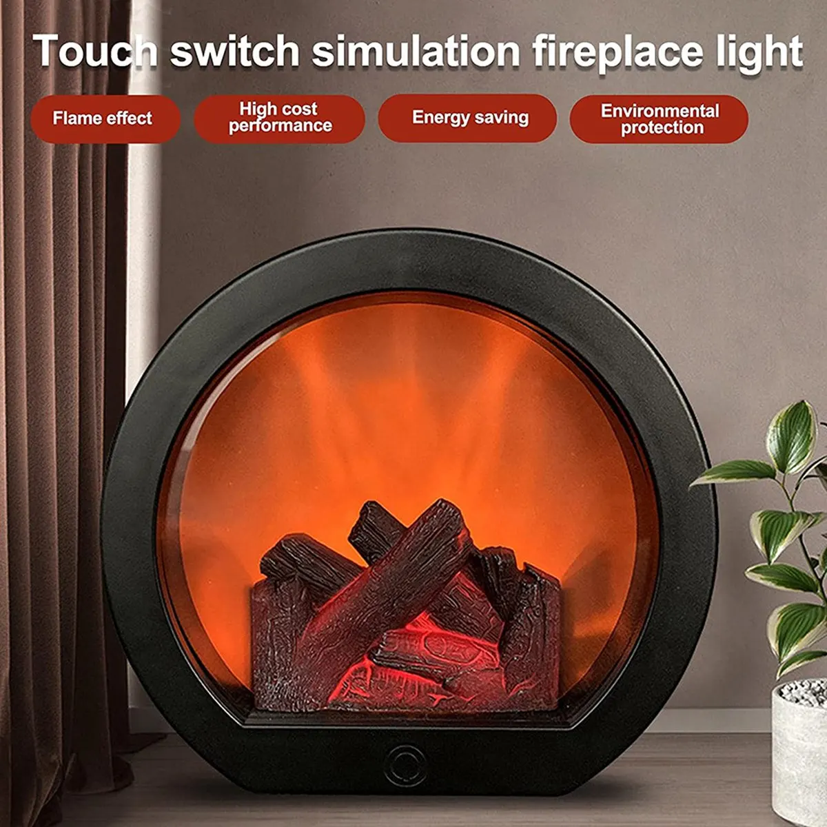 Flameless LED Fireplace Lantern Simulation LED Table Fireplace LED Lantern with Realistic Flame Simulation Decorative