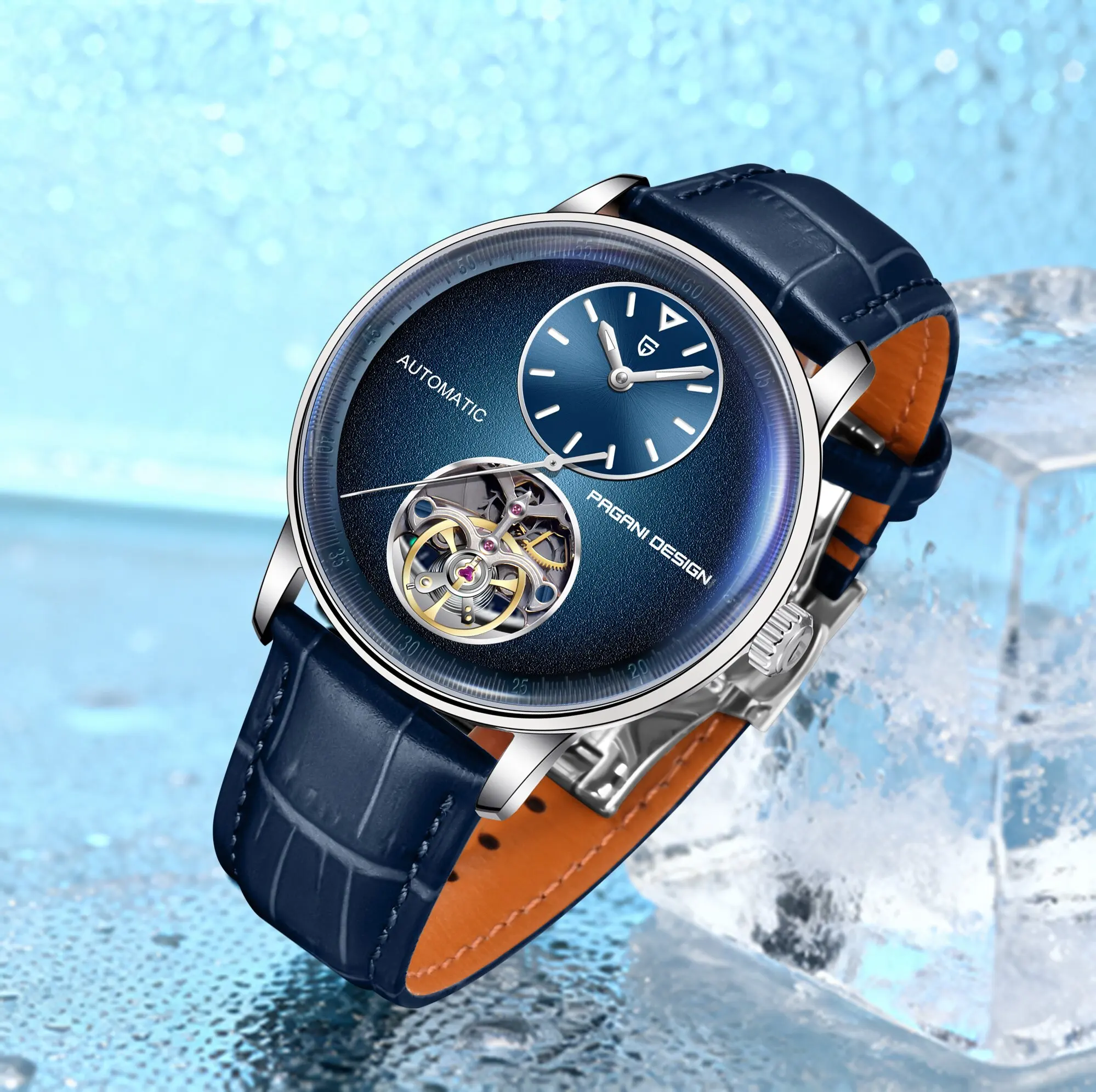 

PAGANI DESIGN 2026 Men's Automatic Mechanical Watch 42mm Exquisite Luxury Leather Strap Tourbillon Beautifully Designed Gift Box