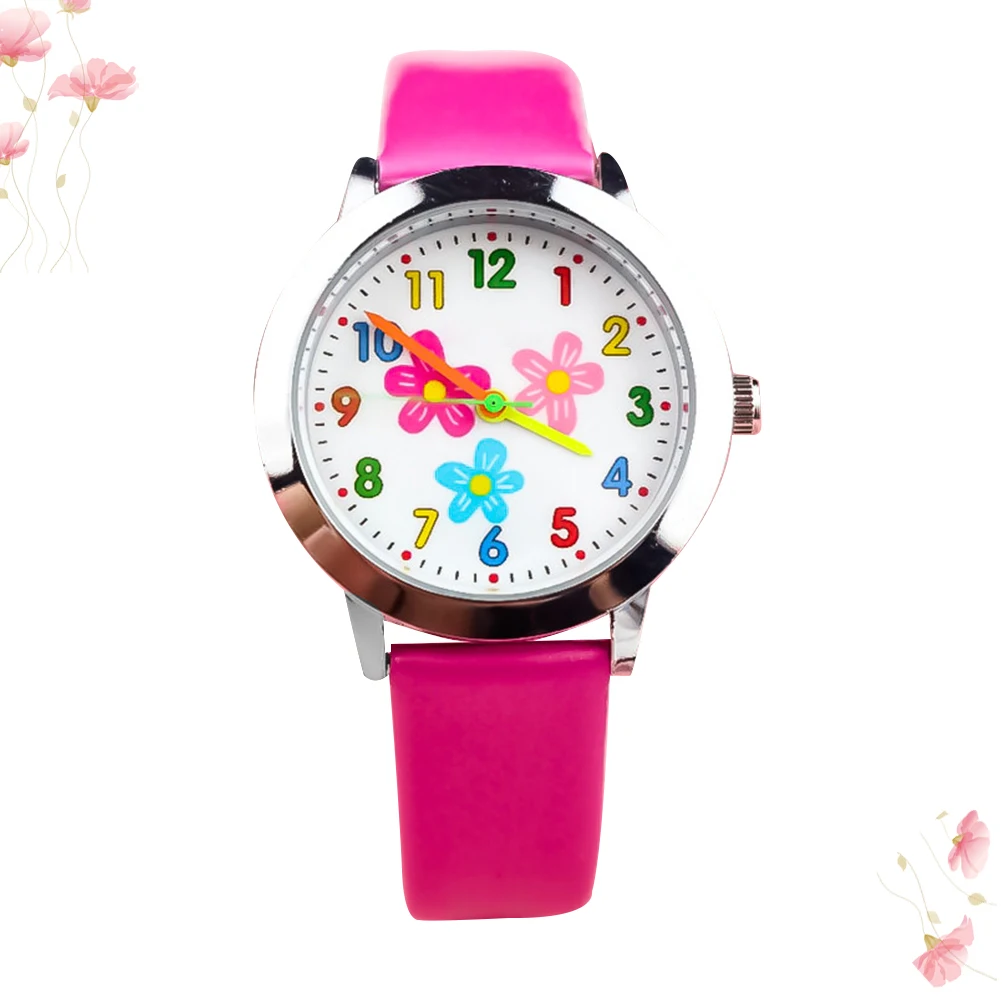 Digital Cartoon Watch Kids Flower Pattern Quartz Children Birthday Gift Students Watches Comfortable Strap Durable Precise